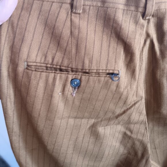 29x29 Men's Vintage 70's Levi's Pants STA-PREST Brown Pinstripe Dress Trousers - Picture 4 of 6